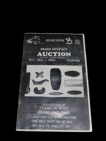 1990 Frank Neise Indian Artifact Collection Auction Catalog, Old Barn/Painter Creek Auction Service,