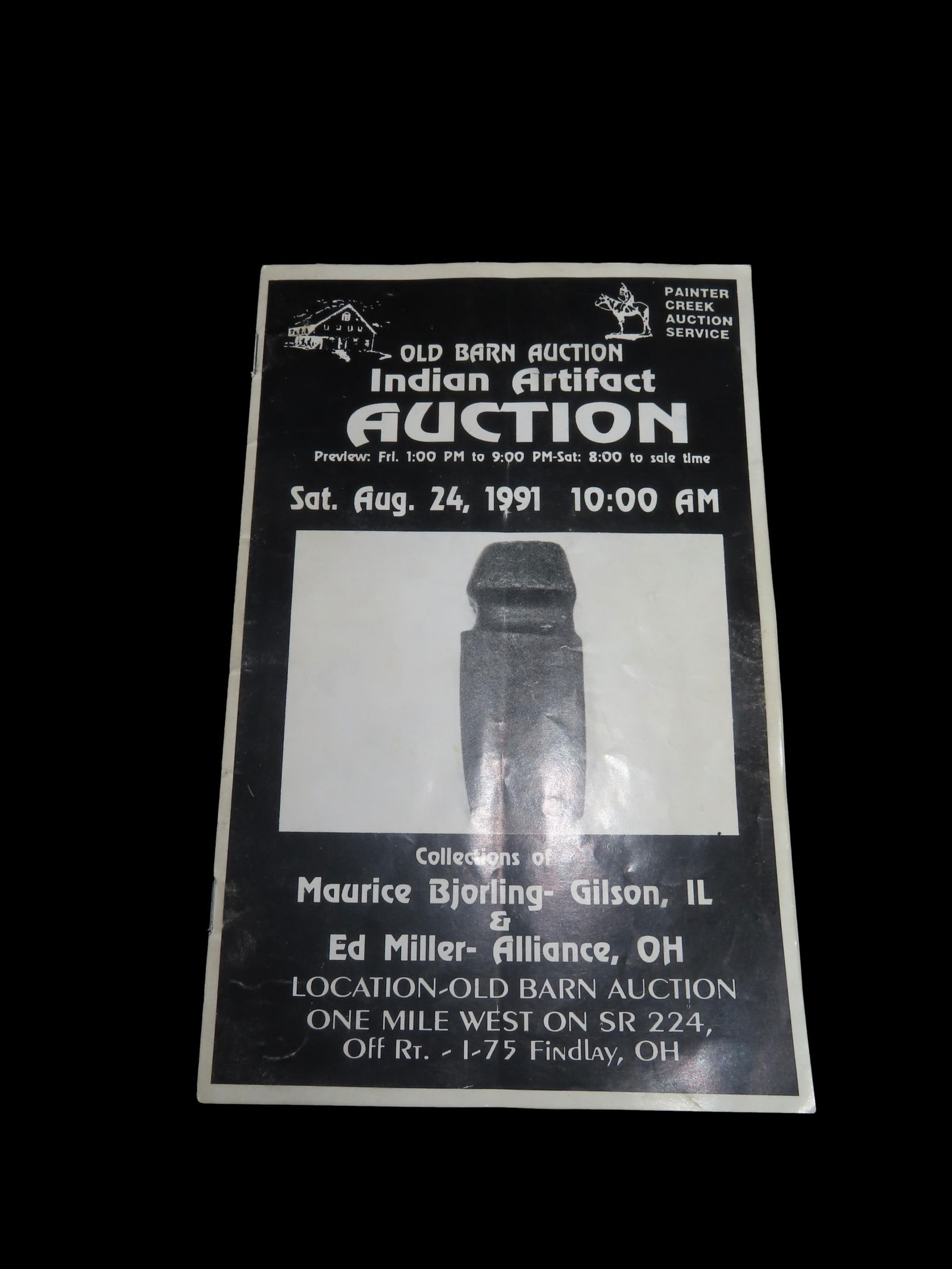 1991 Maurice Bjorling (Illinois) Indian Artifact Collection Auction Catalog, Old Barn/Painter Creek: 1991 Maurice Bjorling (Illinois) Indian Artifact Collection Auction Catalog, Old Barn/Painter Creek Auction Service, Axes, Pendants & Gorgets, Bannerstones, Pottery, Arrowheads, Pipes, ETC. Also Inclu