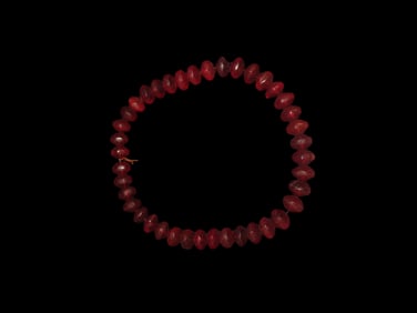 18" Strand of Old Ruby Red Vaseline Trade Beads, Uranium Glass, Beautiful Deep Rich Color