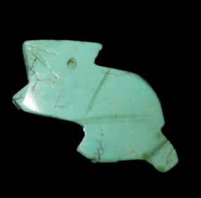 Intricate Turquoise Zuni Fetish Bead, Animal Effigy, Great Example