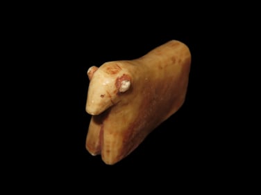 Pre-Columbian Stone Canopa Llama Effigy from Peru, Nicely Detailed w/ Raised Eyes, Carved Mouth,