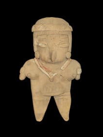 Large Chupicuaro Flat Figure. Mexico. Terracotta. 5 3/4". Ex Dr Harner. Repaired across chest, with