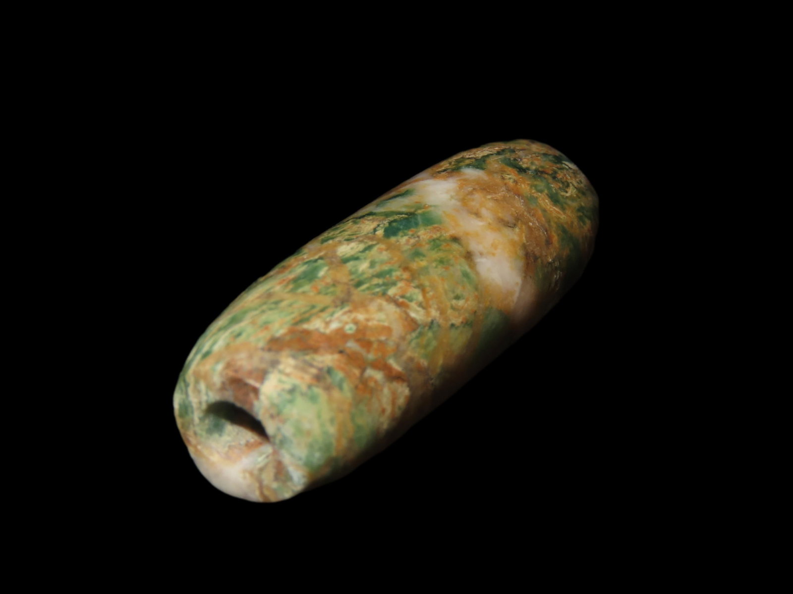 Large Colorful Maya Tube Bead, Yucatan Mexico. Pre Columbian. 1 1/2'' long. Amazing Polish: Large Colorful Maya Tube Bead, Yucatan Mexico. Pre Columbian. 1 1/2'' long. Amazing Polish