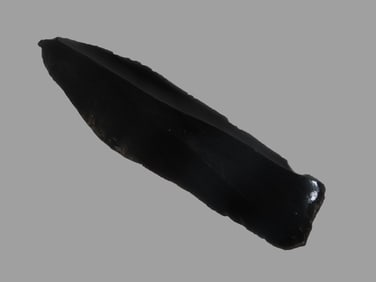 Maya Dagger, Guatemala. Black Obsidian. 7 inches long. Ex Dora Buntjer, MN. Ex old Guatemala