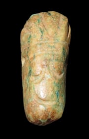 Colorful Mezcala Human Effigy Pendant, Beautiful Green Jadeite, Highly Polished, Nice Details.