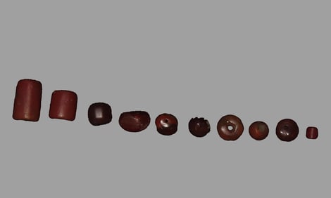 Lot of 10 Translucent Carnelian Agate Tairona Culture Beads, Amazing Polish.