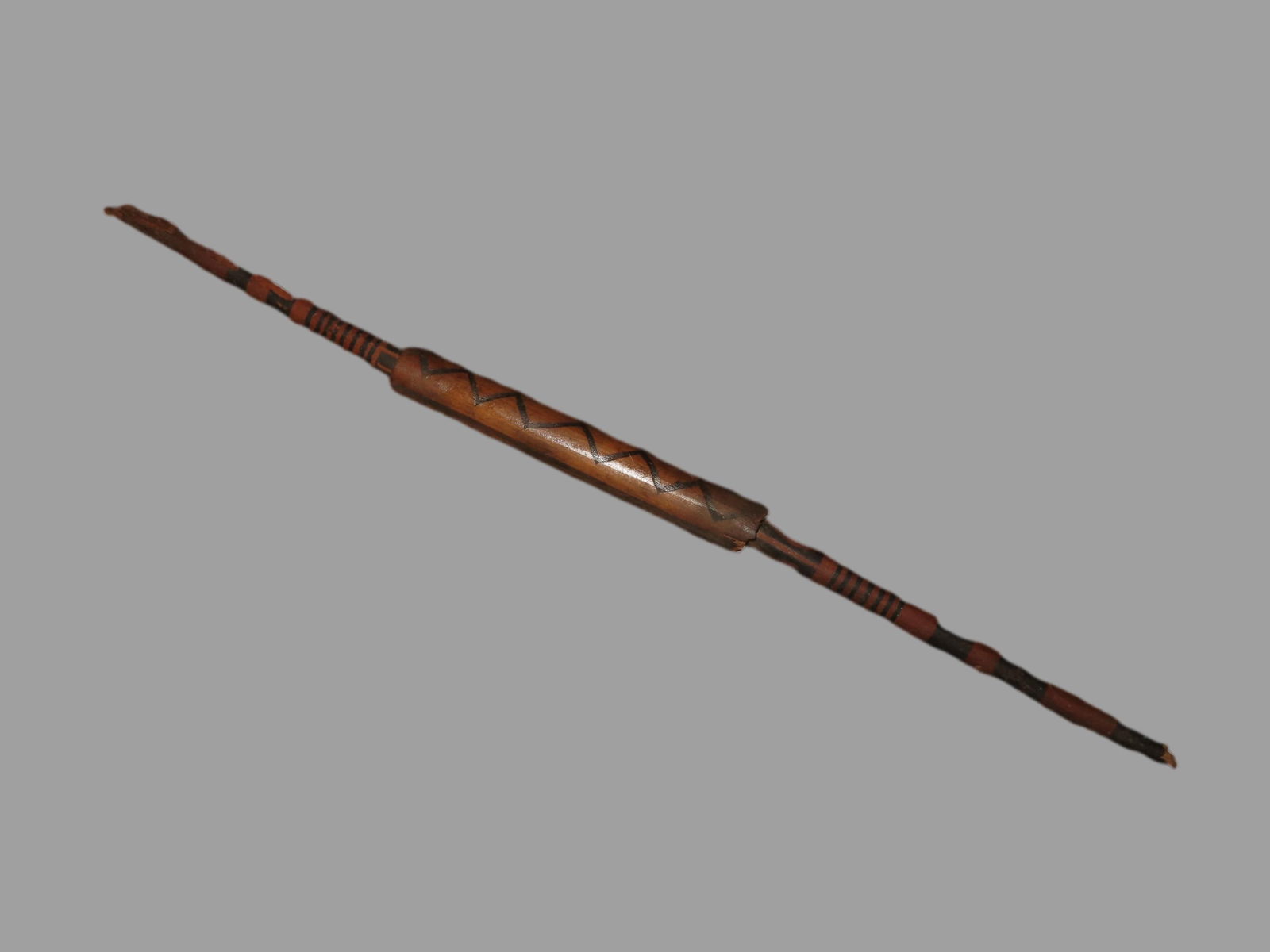 Rare 3" pc Salvaged, Decorated Chancay Loom/Weaving Stick. 10.5'". Wood. Peru. Alan C. Lapiner, then (1 of 6)