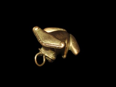 Pre-Columbian Tairona Tumbaga Gold Frog Effigy Pendant. Columbia, South America. Nicel Detailed