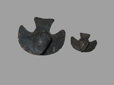 Amazing Pair of Pre-Columbian Silver Bird Effigy Pendants from Peru.
