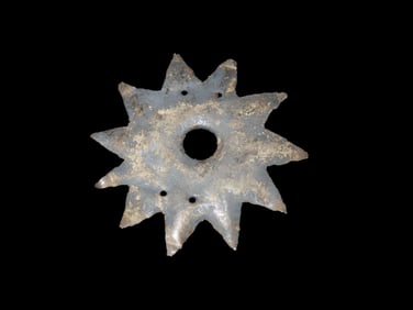 Amazing Inca Silver Star/Sun Effigy Pendant / Gorget, Peru. Nicely Shaped example with multiple