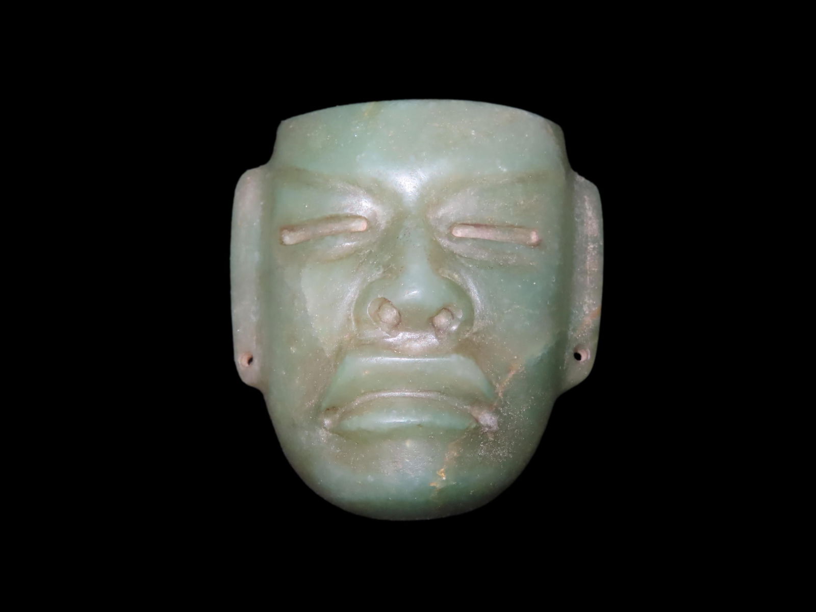 Incredible Pre-Columbian Teotihuacan Jade Mask / Maskette, Mexico, Motley COA. Amazing Example with (1 of 7)