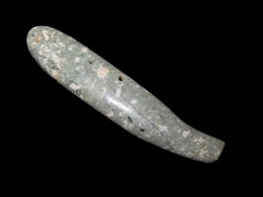Rare Olmec Jaguar Tooth Effigy Pendant, Jade, Mexico, Motely COA. Highly Polished Example, Dished