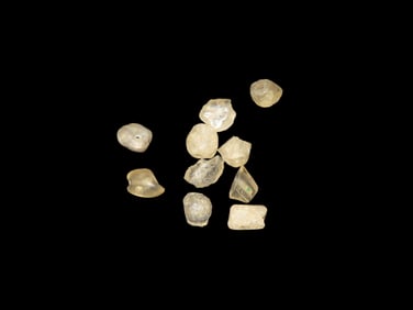 Lot of 10 Pre-Columbian Clear Crystal Quartz Beads from Mexico, well shaped and polished. High Grade