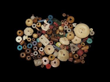 Nice Large Group Lot of Pre-Columbian Beads from Mexico. Including Stone, Shell, Jade, Copper, &