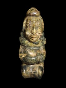 4 3/4" Mayan Jade Human Effigy Figurine, Motley COA, Mexico. Amazing Color & Exceptional Polish.