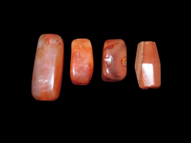 Large Tairona Tube Beads, Colombia, Pre Columbian, Colorful Carnelian Agate