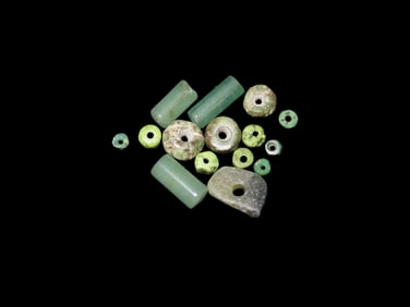 Lot of Mayan Jade & Jadeite Beads from South America, Many Translucent Examples, Lots of Great