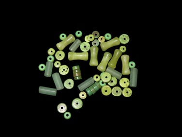 Lot of Mayan Style Jade & Jadeite Beads from South America, Many Translucent Examples, Lots of Great
