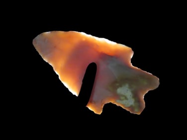 Translucent Texas Perd, Pedernales, Uvalde County Texas. Colorful, Thin, Well Flaked Example.