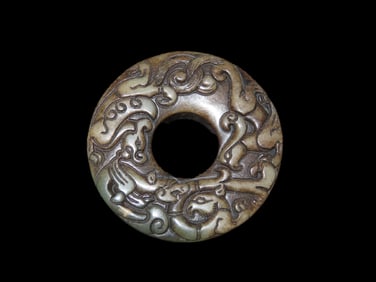Nice Antique Chinese Hongshan Culture Jade Effigy Pendant, Handmade Example.