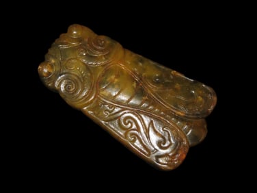 Nice Antique Chinese Hongshan Culture Jade Effigy Pendant, Handmade Example.