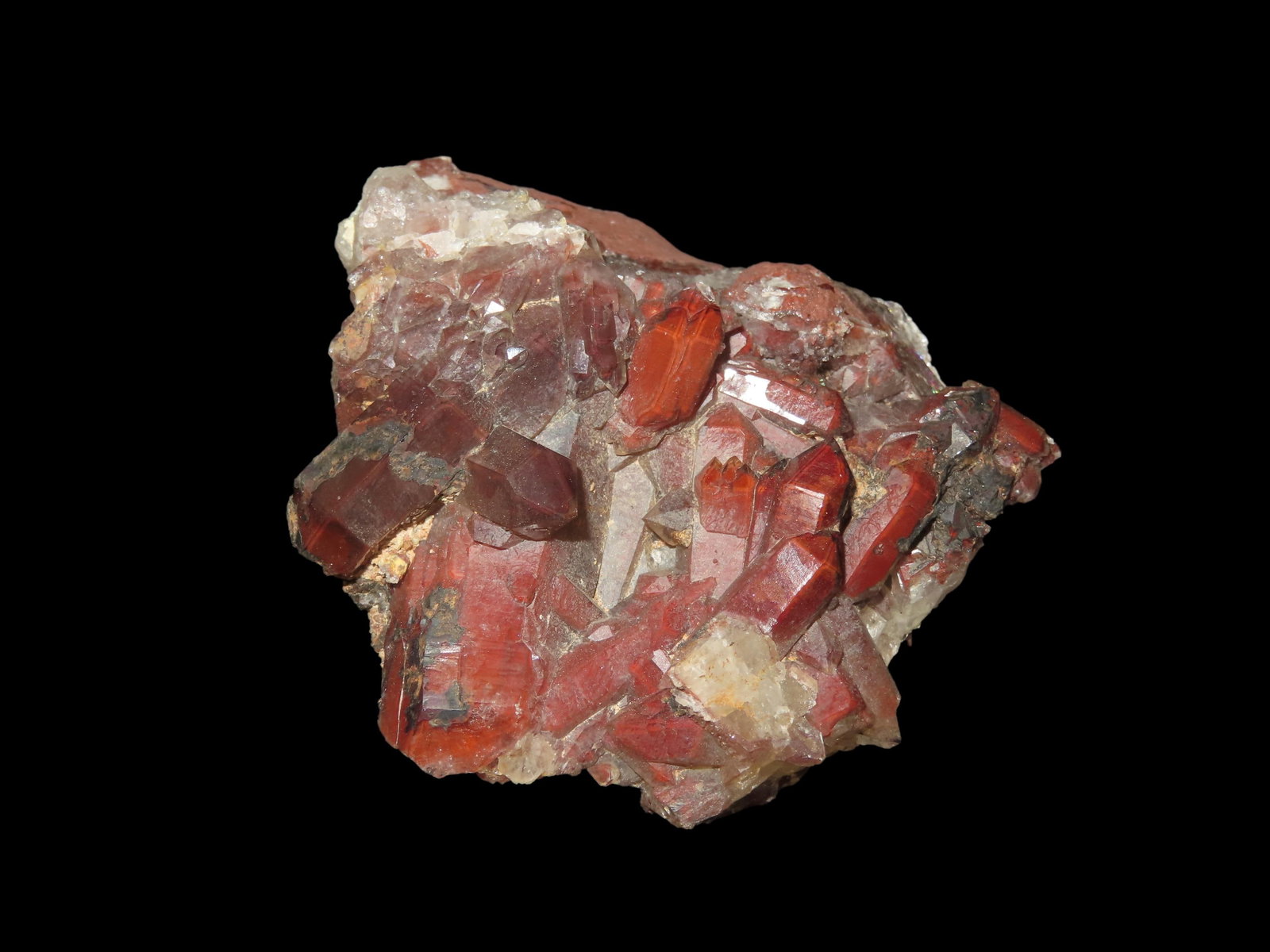 Beautiful Large 4" x 3 3/4" Red Quartz Crystal Cluster, Great Display Specimen. (1 of 5)