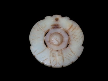 Nice Antique Chinese Hongshan Culture Jade Effigy Pendant, Handmade Example.