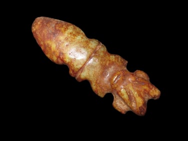 Nice Antique Chinese Hongshan Culture Jade Effigy Pendant, Handmade Example.