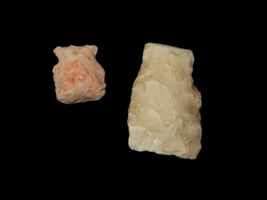 Pair of Woodland Blunts / Hafted Scrapers, St Charles County Missouri. Indian Arrowhead, Artifact.