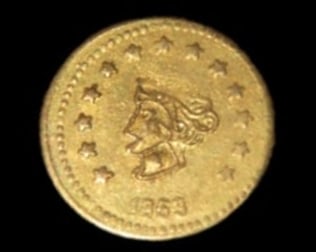 1853 California Gold Rush Era Token / Coin. Exact Gold Content Unknown