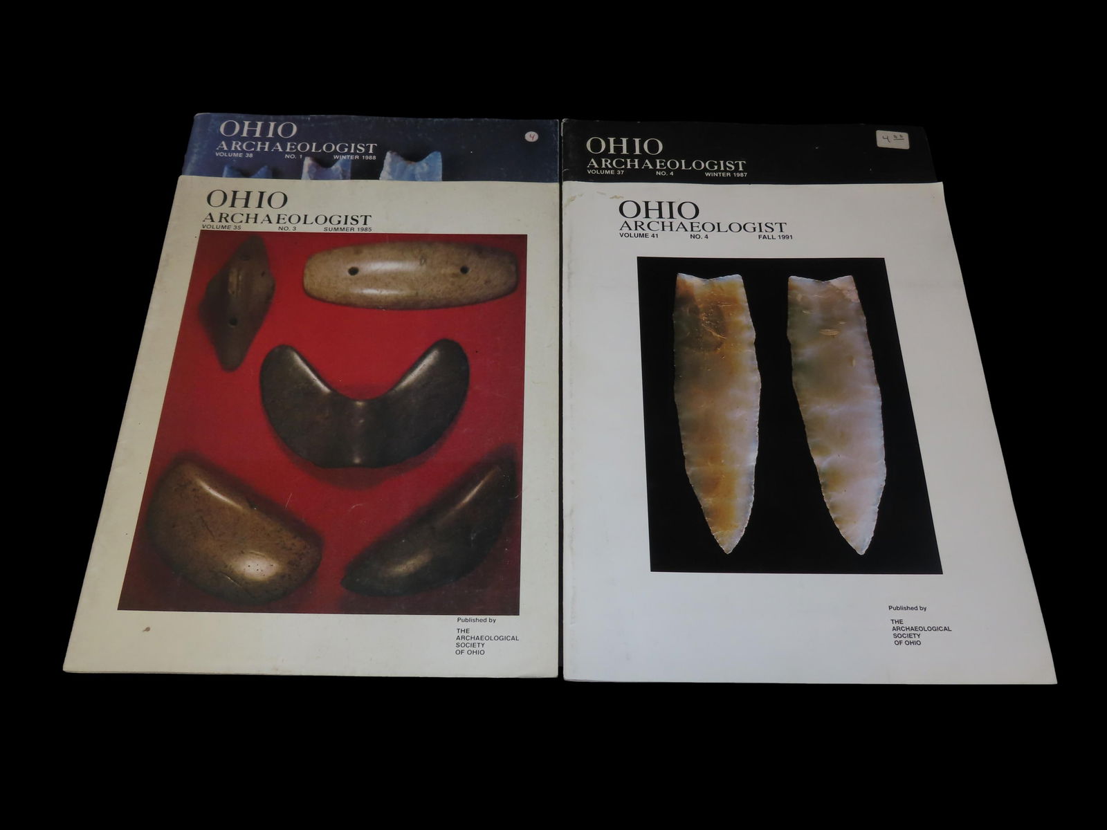 LOT OF OHIO ARCHAEOLOGIST FROM 1980'S & 1990'S, BIRDSTONE, BANDED SLATE PENDANTS, GORGETS,: LOT OF OHIO ARCHAEOLOGIST FROM 1980'S & 1990'S, BIRDSTONE, BANDED SLATE PENDANTS, GORGETS, BANNERSTONES, FLINT RIDGE DOVETAILS, LOTS OF GREAT PICS & ARTICLES ON OHIO RELICS