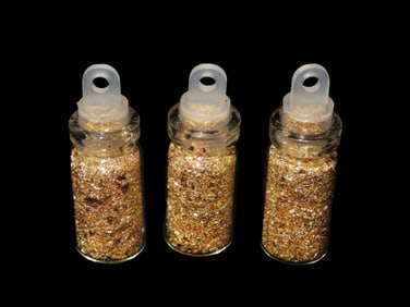 3 Vials of Pure Gold Flakes