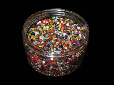 Old Jar Full of 1000's of Colorful Trade Beads. Columbia River, Oregon Area