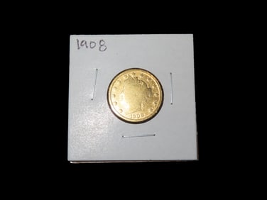 Rare 1908 Gold Plated "Racketeer" Nickel, These were Plated back in the early 1900's to try to pass