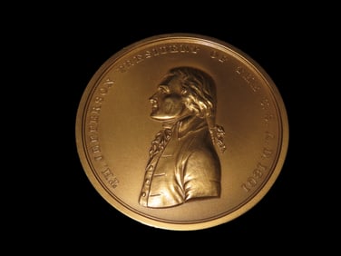 Large 3" President Thomas Jefferson Indian Peace Medal, Vintage Commemorative Example.