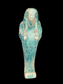 5 3/4" Egyptian Ushabti / Shabti 1085-730 BC, Faience, Nice Glazed Example with Great Patina