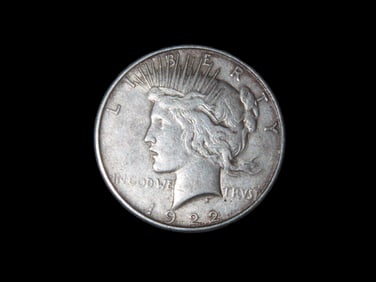 1922-S Peace Dollar, San Francisco Mint, U.S. Silver 1 Ounce Coin, Nice Condition, Amazing Details,