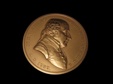 Large 3" President John Adams Indian Peace Medal, Vintage Commemorative Example.