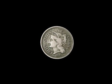 1865 Three Cent Coin, Better Condition, Nice Original Details, Early Obsolete U.S. Coins, United