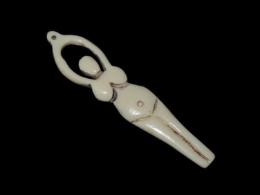 Antique Hand Carved Human Effigy Bone Pendant, Africa. Great example