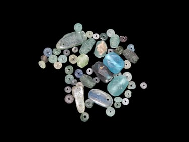 Nice Lot of Ancient Roman Glass Beads, Great Variety of Shapes & Colors