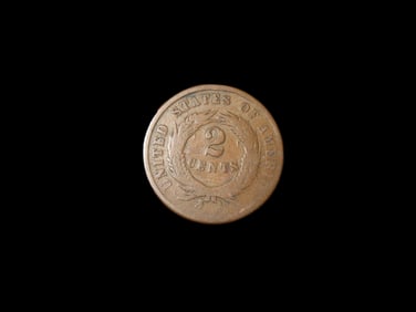 1865 Civil War era Two Cent Coin, Great Condition, 2 Cents Obsolete U.S. Coins, United States