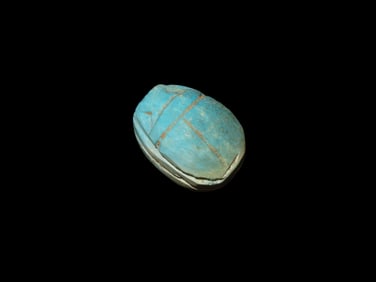 Nice Egyptian Scarab Bead, 1085-730 BC, Faience, Nice Example with Original Paint & Great Patina