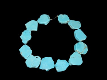 16" drilled Turquoise Nugget Bead necklace, Great Color