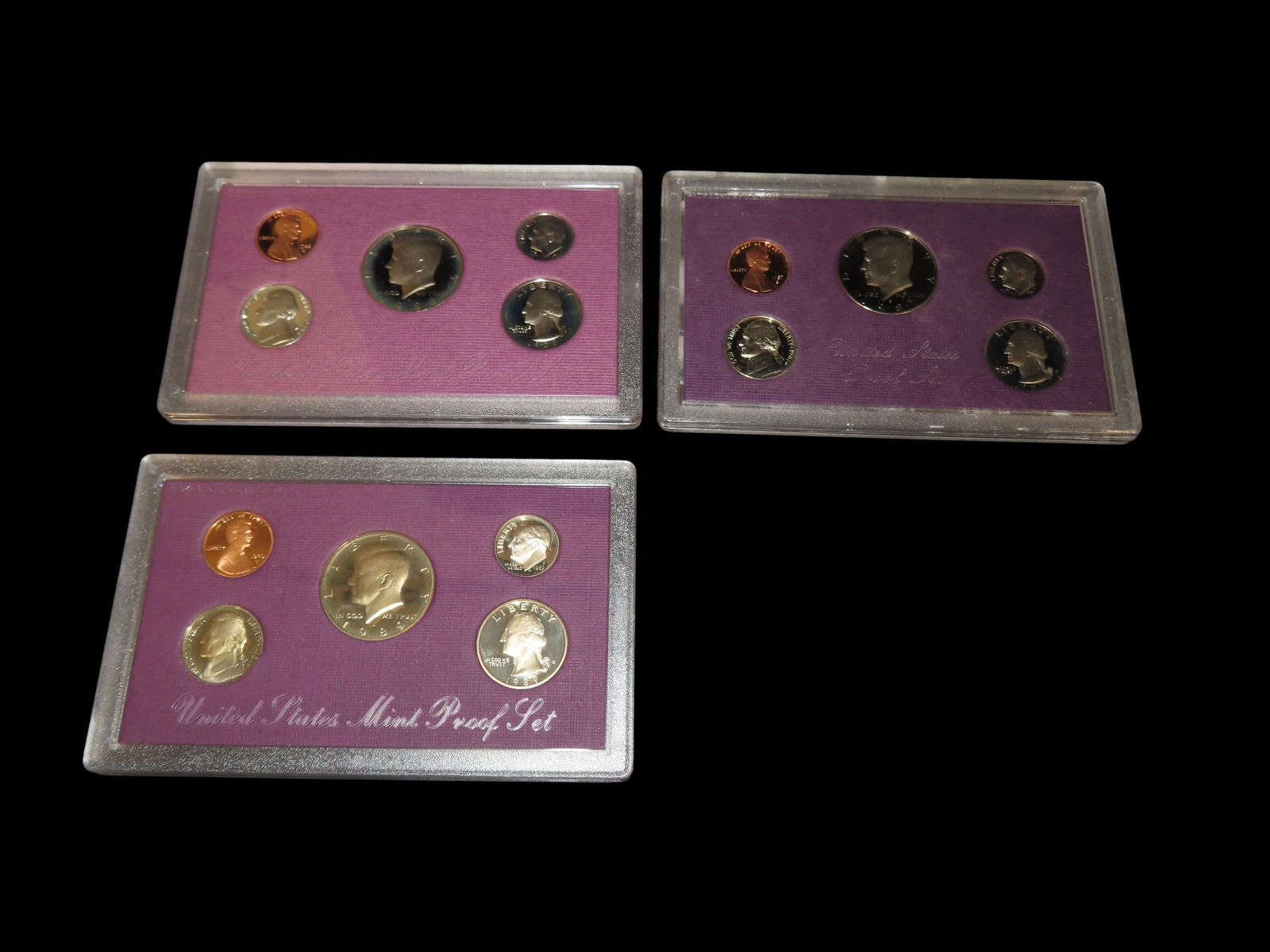 Lot of 3 U.S. Proof Sets, 1987, 1988, 1989. 15 Total Coins all in original Sealed Housings by the (1 of 5)
