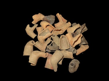 Lot of 25 Historic Trade Pipes from Southern Ohio, Pamplin Pipe, All with Damage as Shown.