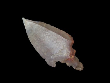 Amazing African Neolithic Stemmed Eccentric Arrowhead, Great Flaking, Super Color, and Heavy Patina,