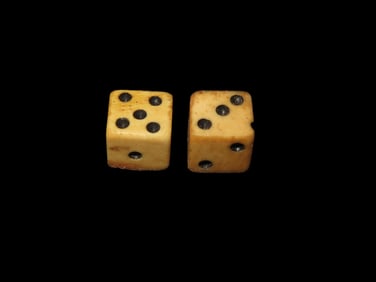 Lot of 3 Civil War Bone Dice, Matching Set, Original Period Relics