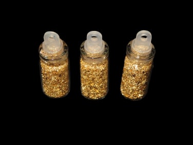 3 Vials of Pure Gold Flakes