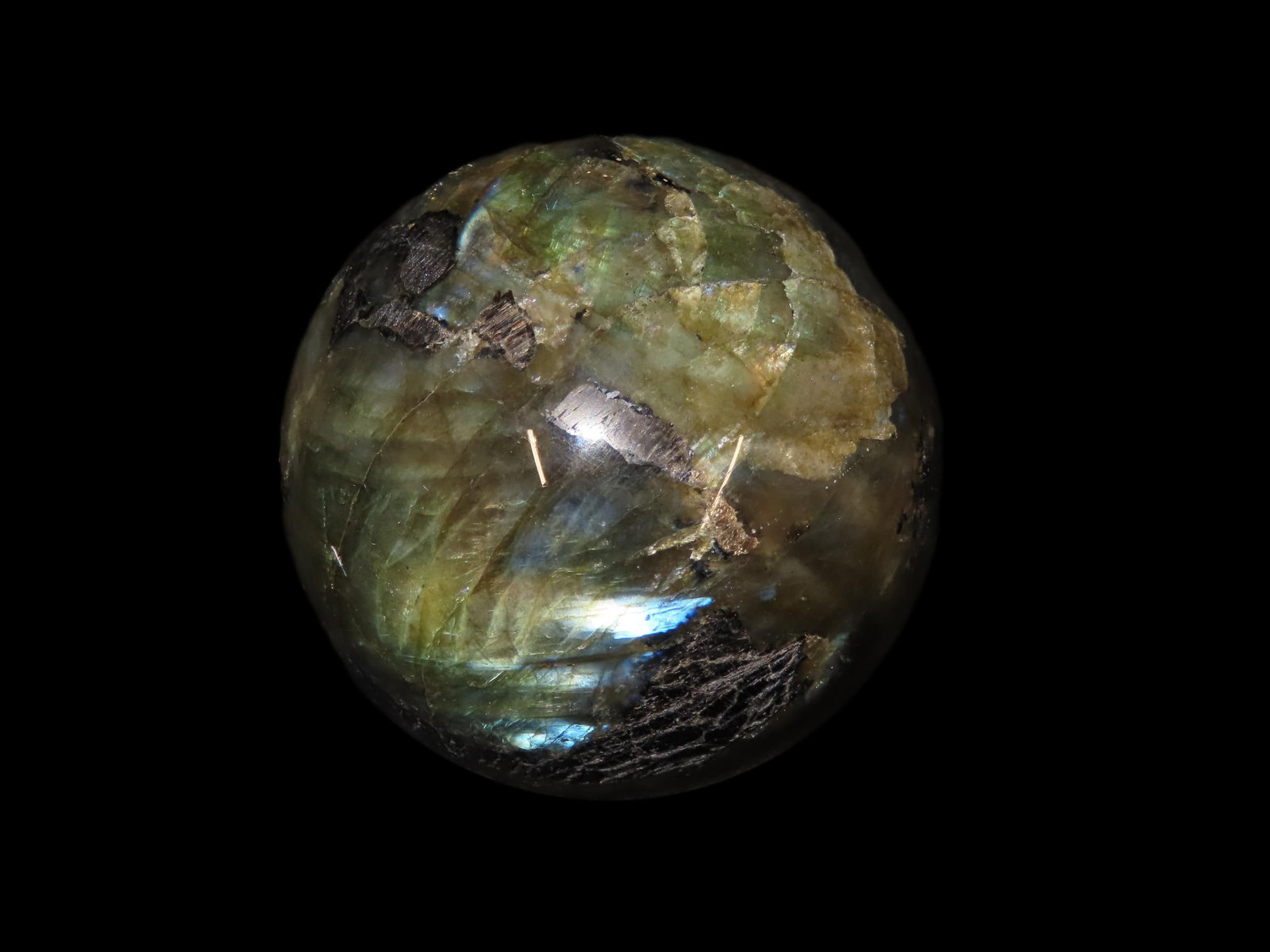 Large 2 1/4" Colorful Labradorite Sphere, Highly Polished natural Stone (1 of 5)